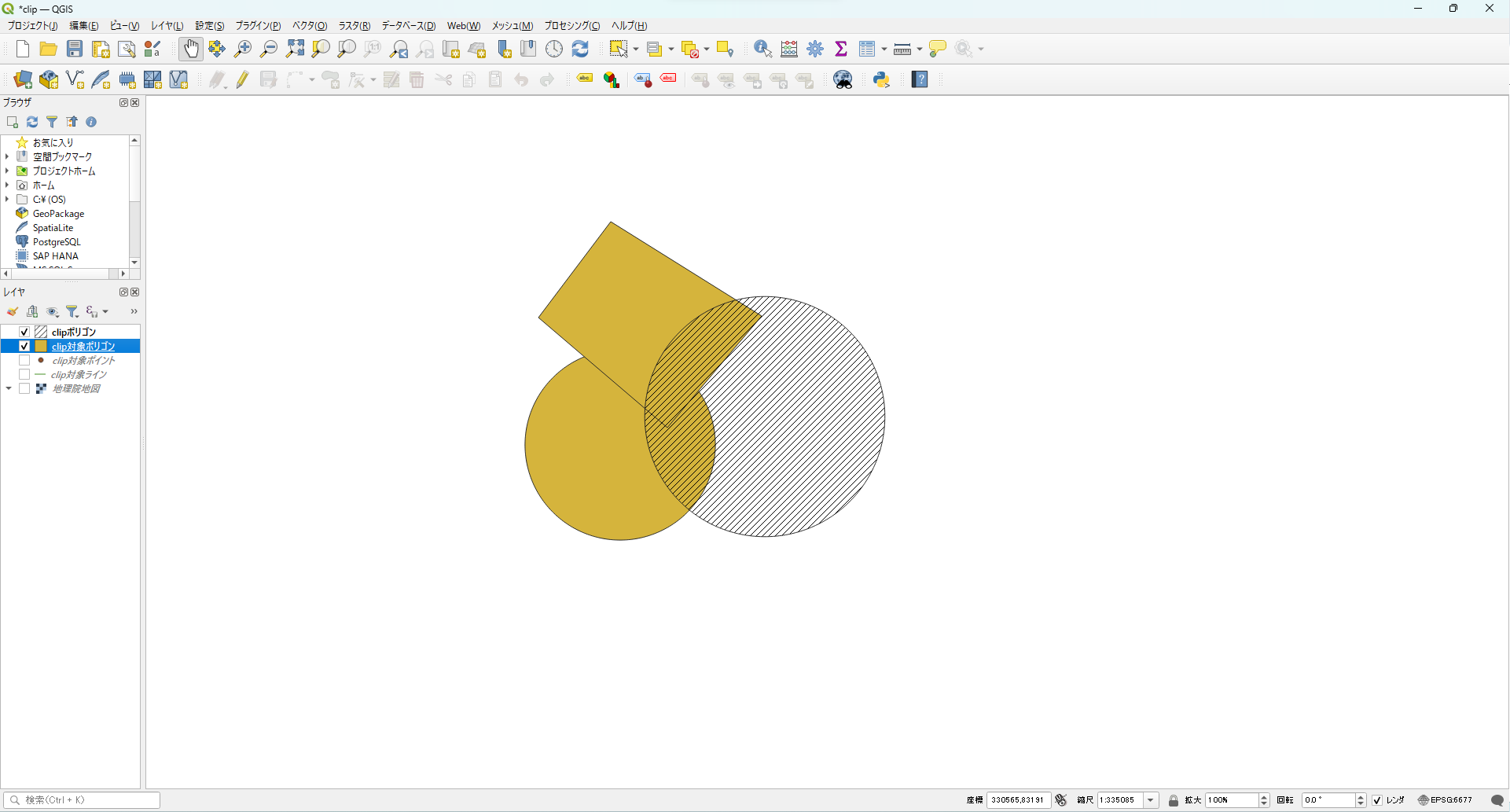 QGISでポリゴンで点、ライン、ポリゴンを切り抜く方法（clip） - GISつかいかた辞典